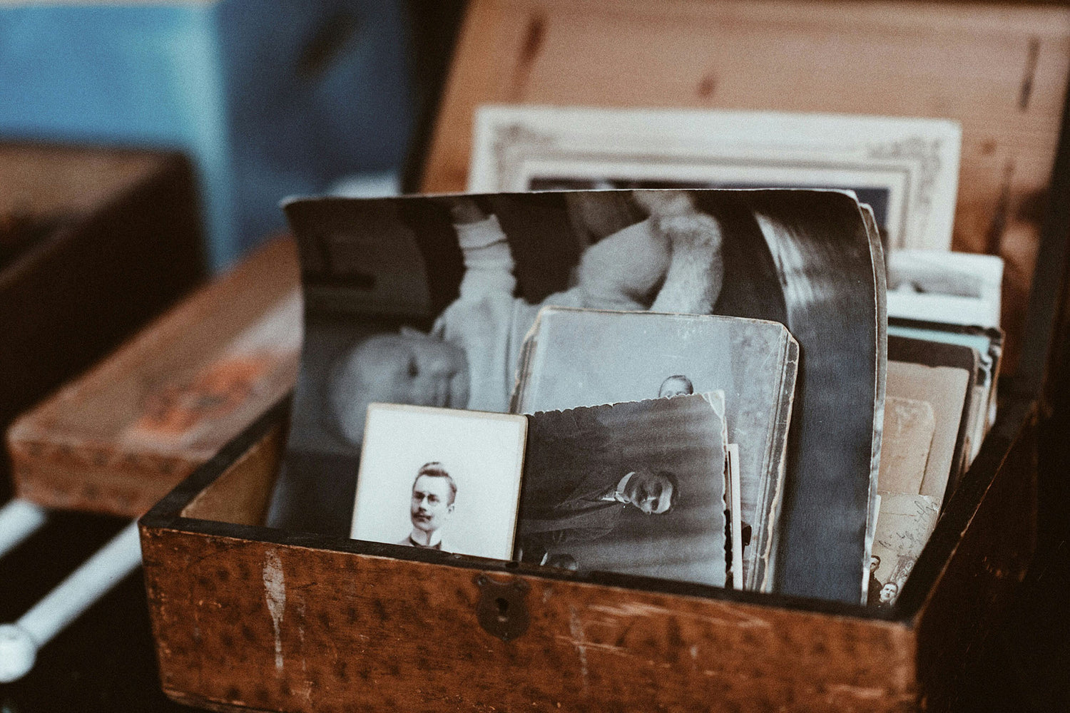 Family photos in a box